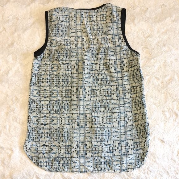 100% Silk Black Trim Art Museum Tank Top - Picture 2 of 11